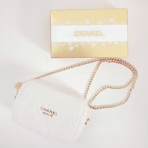 Chanel White Makeup Cosmetic Bag